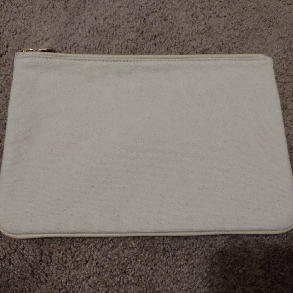 Stoney Clover Lane Summer Canvas: Flat pouch with sand vegan leather trim